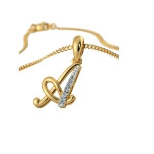 Alluring ‘A’ Diamond Initial Pendant in 14K Yellow Gold