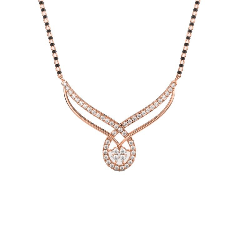 Diamond Petal Cascade Mangalsutra in 14k rose gold from osha jewels kolkata