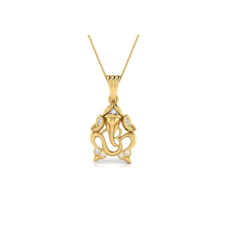 Ganesha Diamond Pendant in 14kt Yellow Gold | Osha Jewels