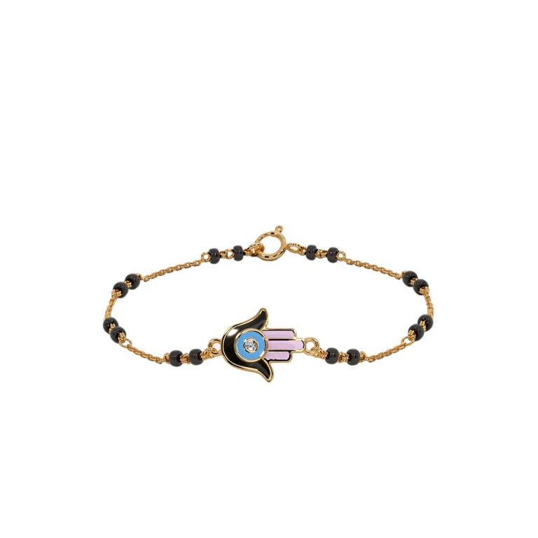 Kids' Hamsa Evil Eye Nazaria Bracelet in 14k Gold with Lab-Grown Diamond