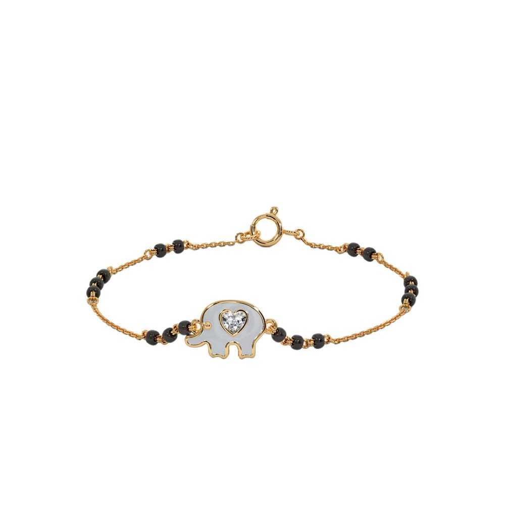 Kids' Elephant Charm Nazaria Bracelet in 14k Gold with Lab-Grown Diamond from osha jewels kolkata