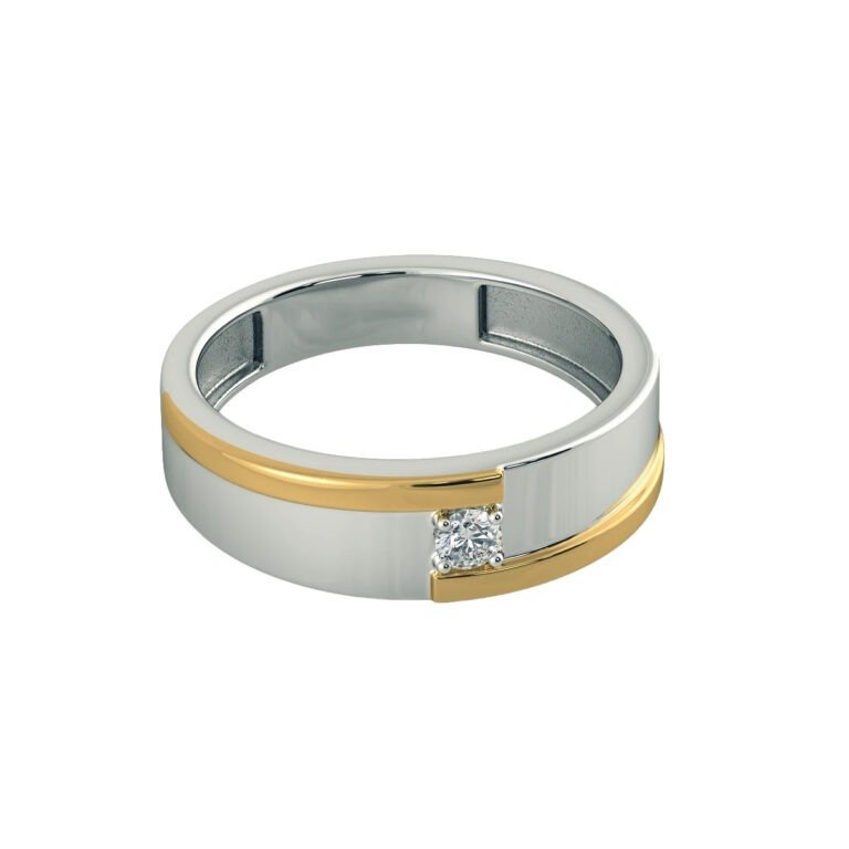 Men's Two-Tone Diamond Band | 14K Gold Modern Ring from osha jewels kolkata