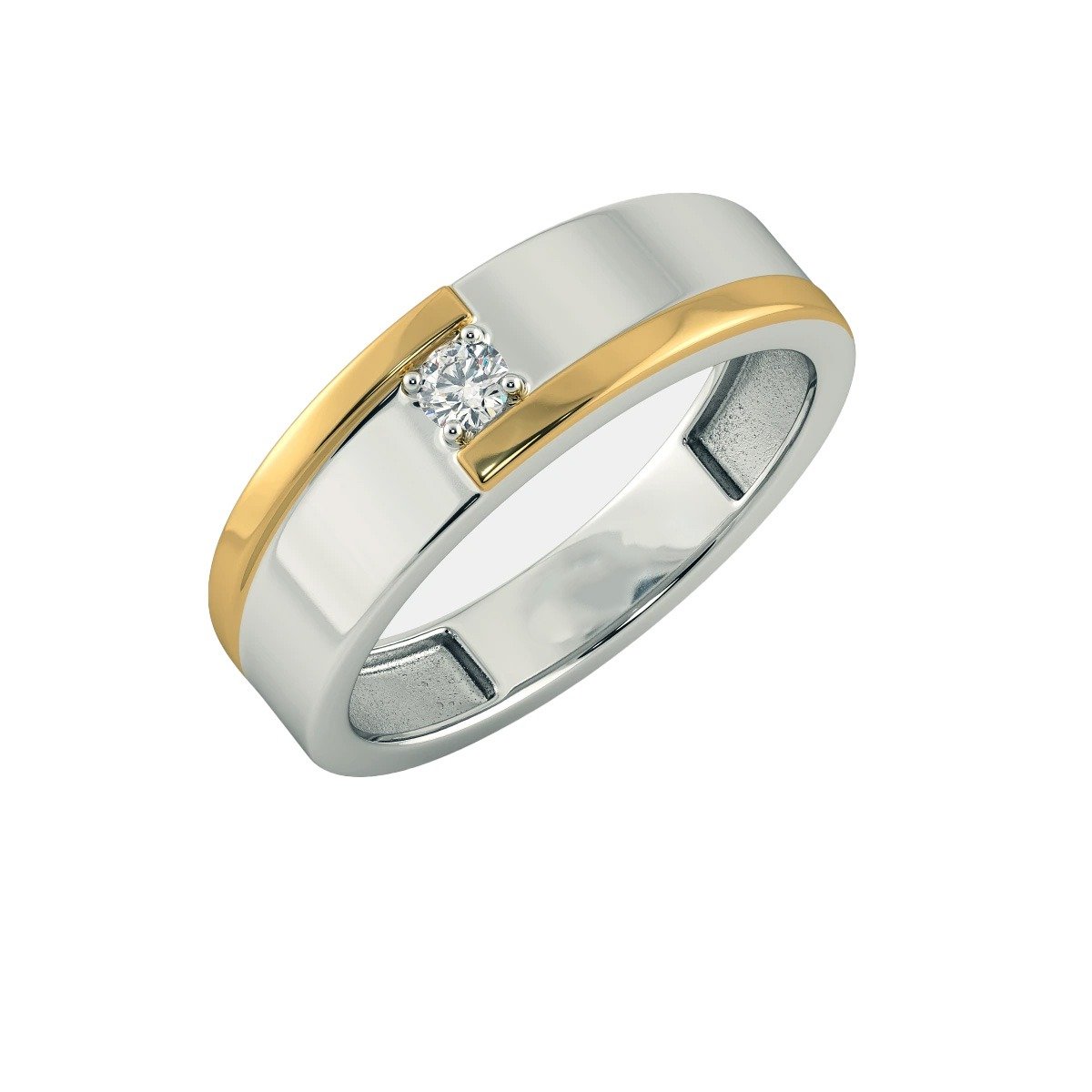 Men's Two-Tone Diamond Band | 14K Gold Modern Ring from osha jewels kolkata