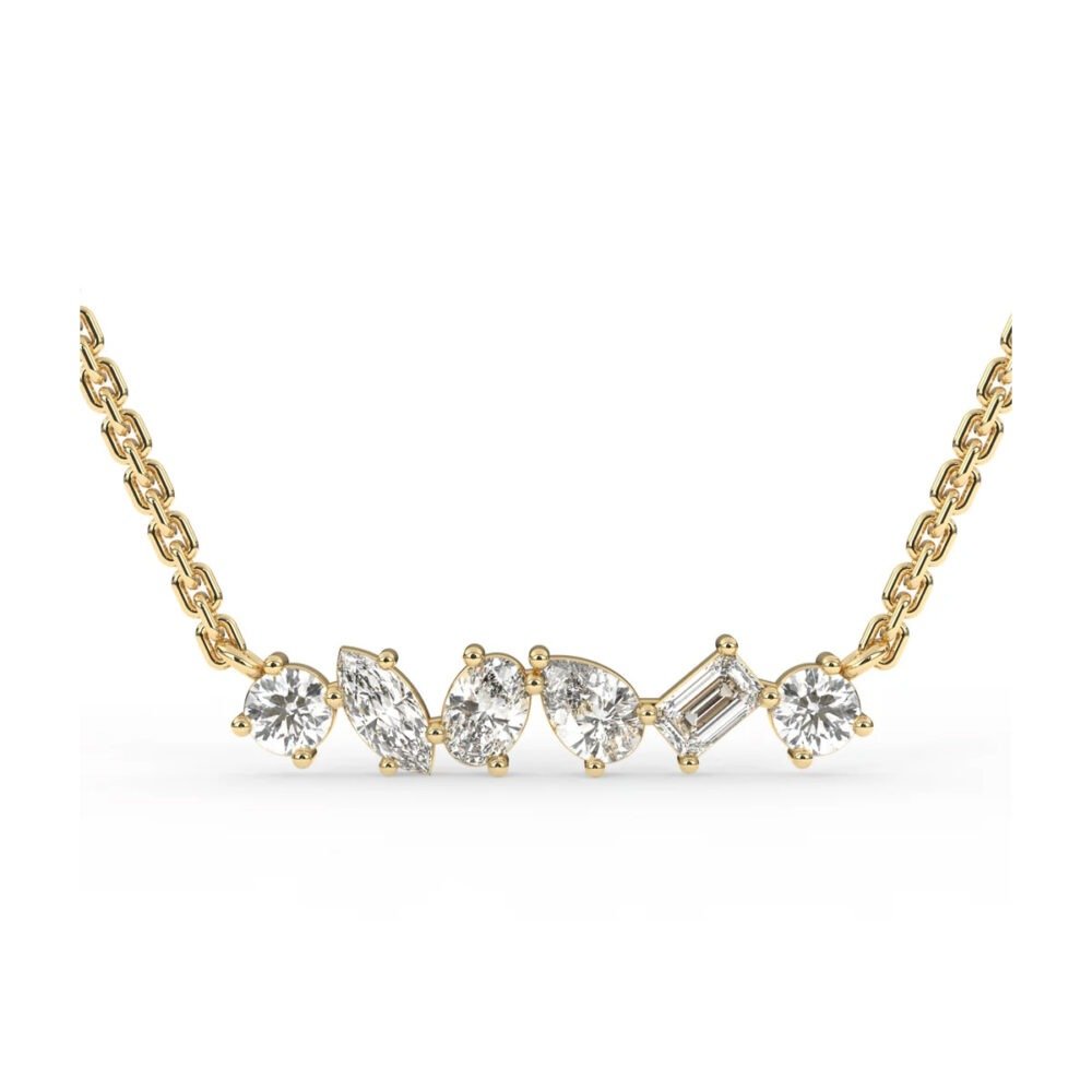 Radiant Cluster Diamond Necklace in 14K Yellow Gold from osha jewels kolkata