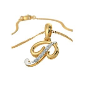 Radiant ‘P’ Diamond Initial Pendant in 14K Yellow Gold