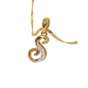 Stunning ‘S’ Diamond Initial Pendant in 14K Yellow Gold by Osha Jewels