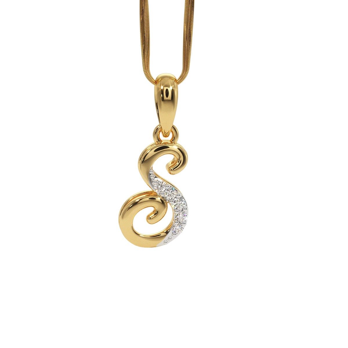 Stunning S Diamond Initial Pendant