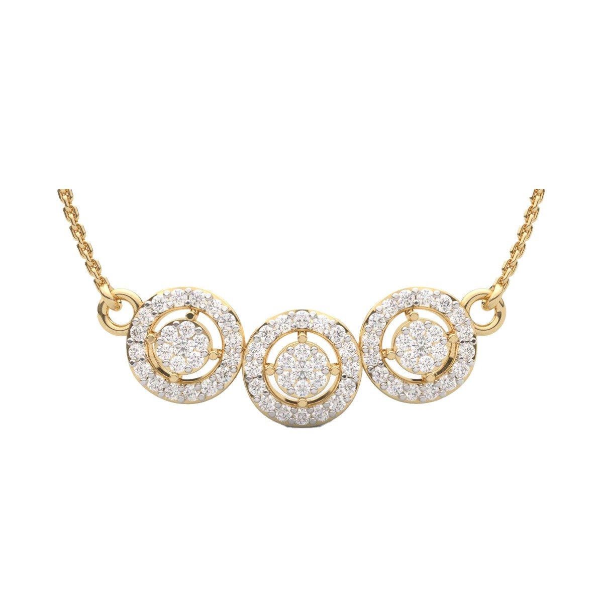 Triple Halo Circle Diamond Necklace