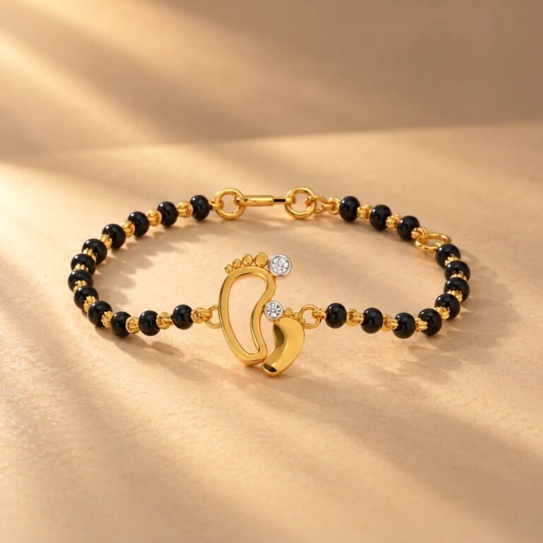 Baby Foot Charm Gold Nazaria Bracelet in 14k Gold with Lab-Grown Diamond from osha jewels kolkata
