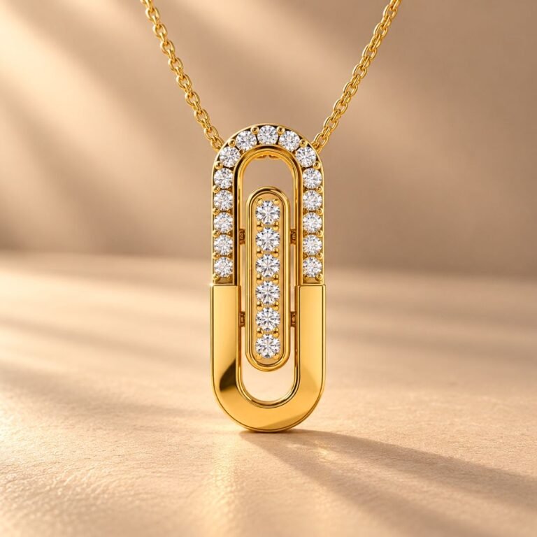 Elegant Link Diamond Pendant in Yellow Gold from Osha Jewels Kolkata