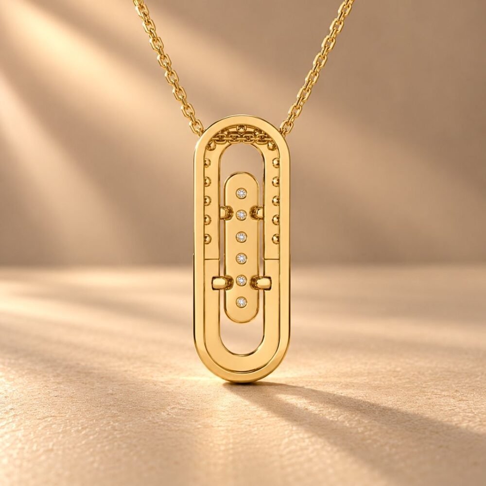 Elegant Link Diamond Pendant in Yellow Gold from Osha Jewels Kolkata