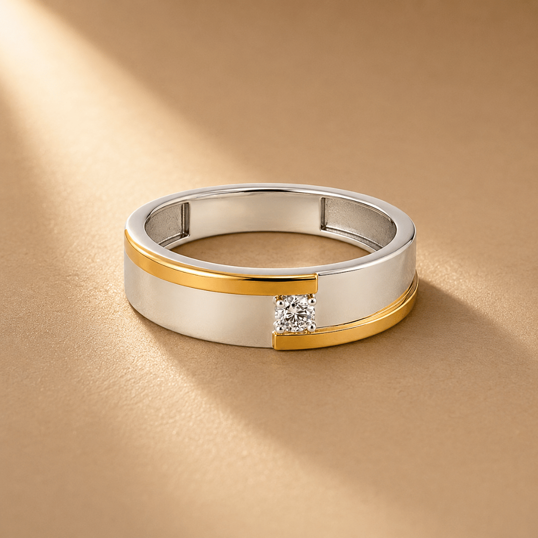 Modern Two Tone Mens Diamond Band