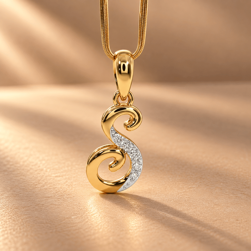 Stunning S Diamond Initial Pendant