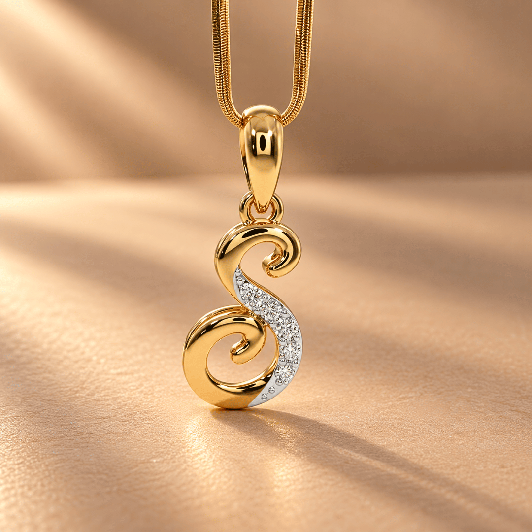 Stunning S Diamond Initial Pendant