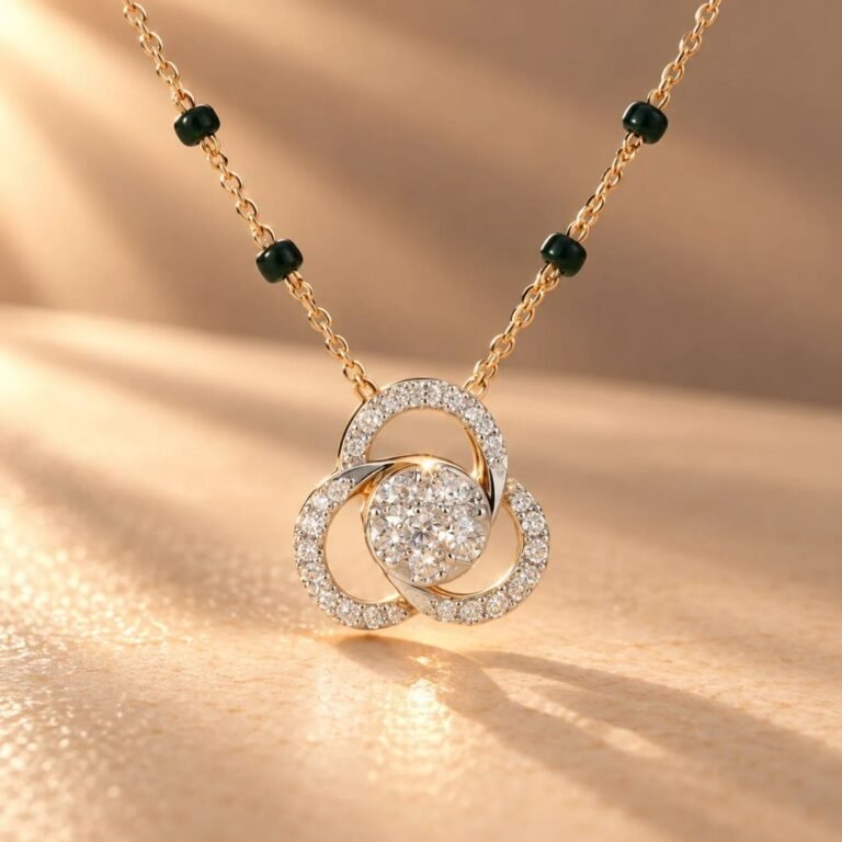 Lab-Grown Diamond Mangalsutra Pendant in Rose Gold from osha jewels