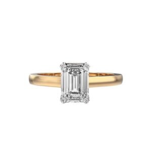 0.95 Carat Emerald Cut Solitaire Lab-Grown Diamond Ring in Gold