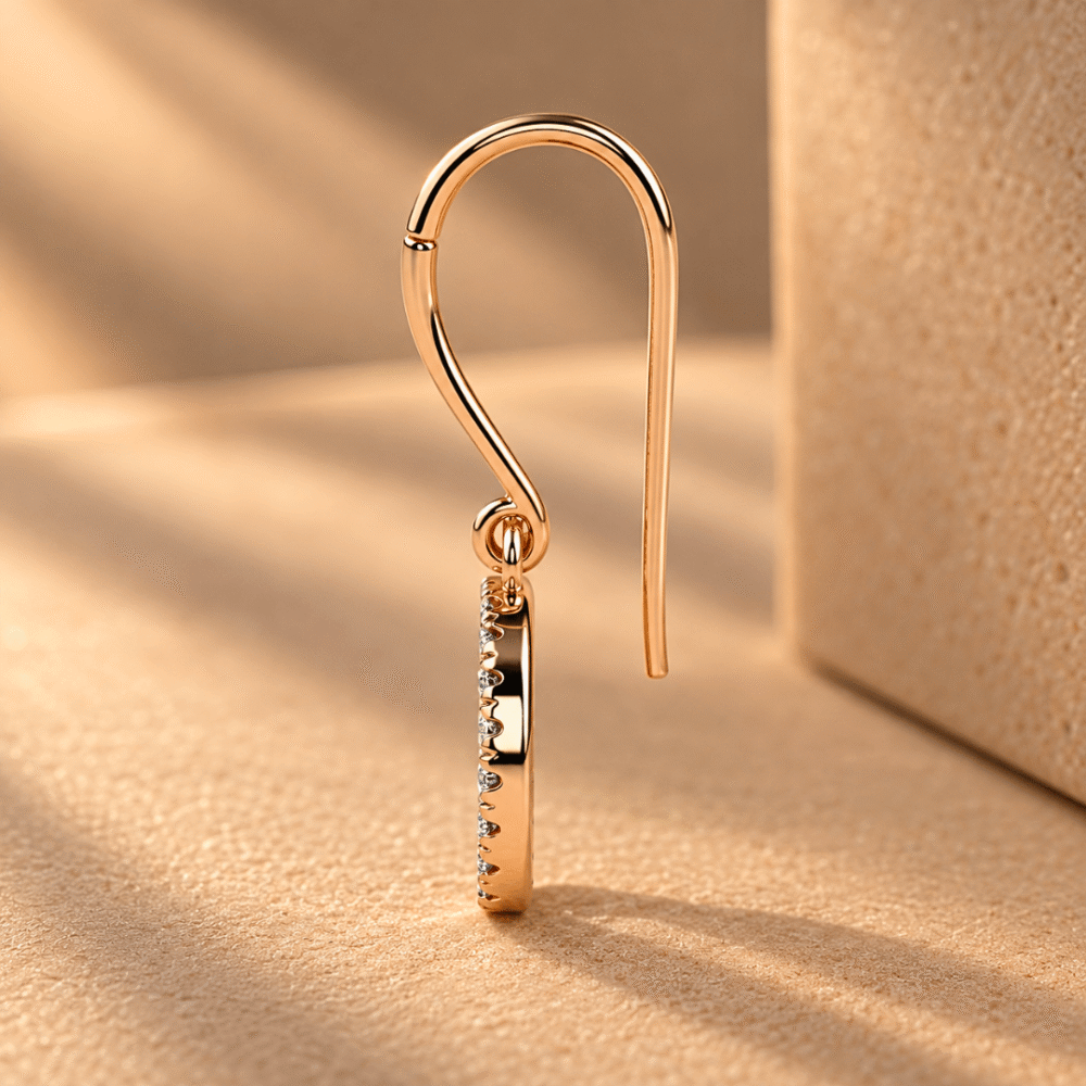 Celestial Glow Diamond Circle Drop Earrings in 14K Rose Gold