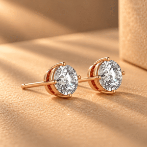 Classic Round-Cut Diamond Stud Earrings in 14K Rose Gold