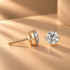 Classic Round-Cut Diamond Stud Earrings in 14K Rose Gold
