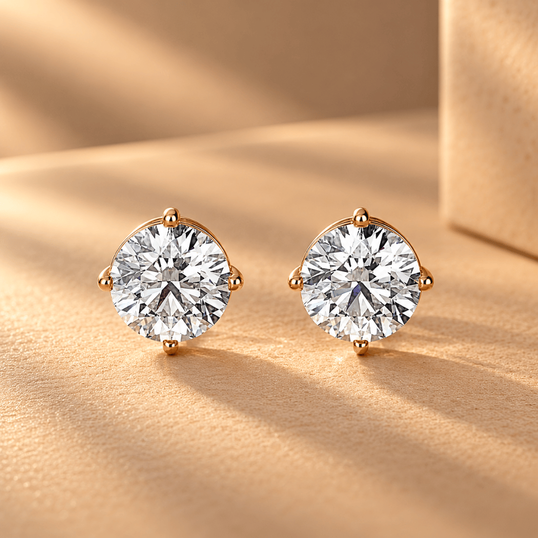 Classic Round Cut Diamond Stud Earrings
