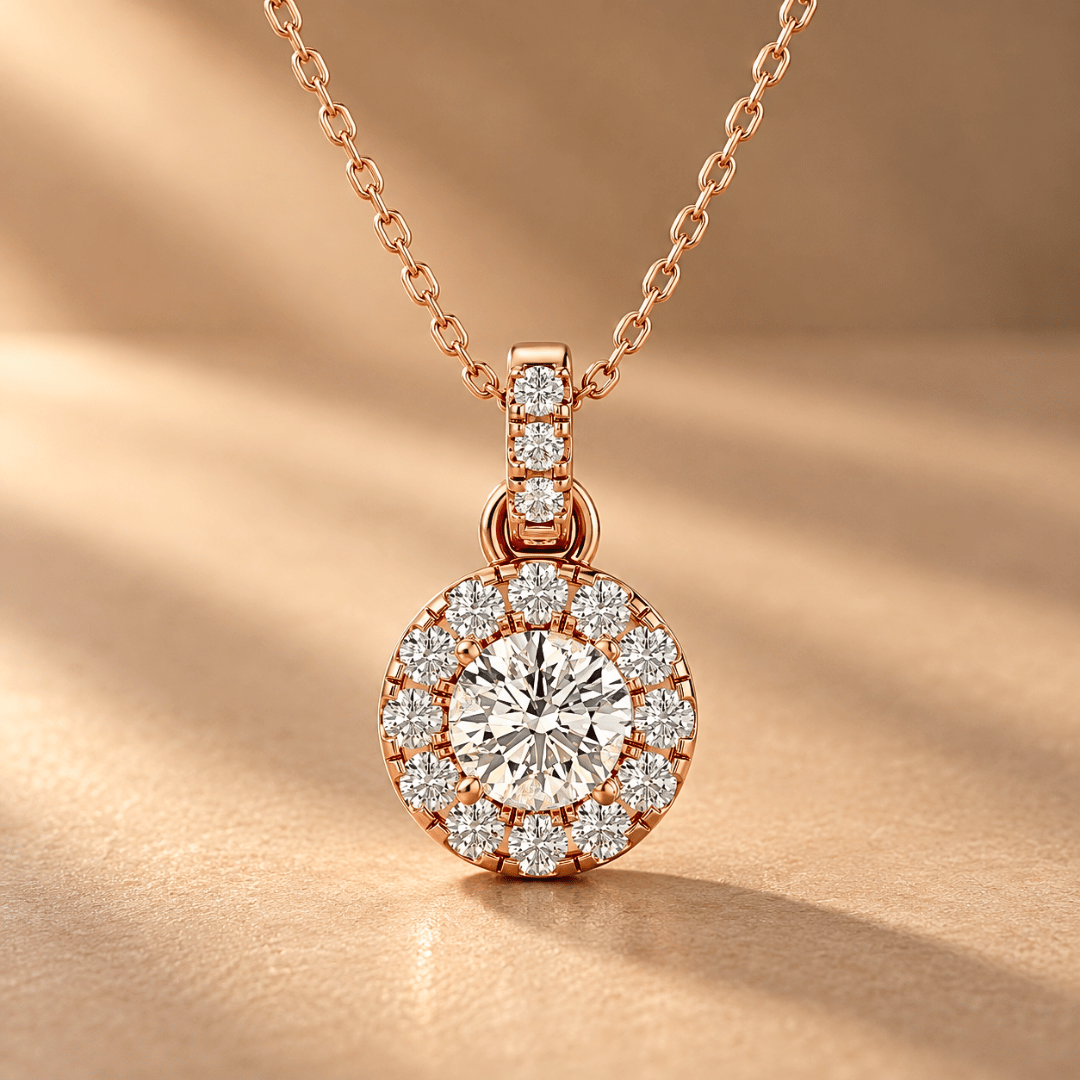 Classic Round Halo Diamond Pendant
