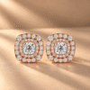 Dazzling Halo Diamond Stud Earrings in 14K Rose Gold