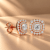 Dazzling Halo Diamond Stud Earrings in 14K Rose Gold