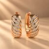 Elysian Swirl Diamond Hoop Earrings in 14K Rose Gold