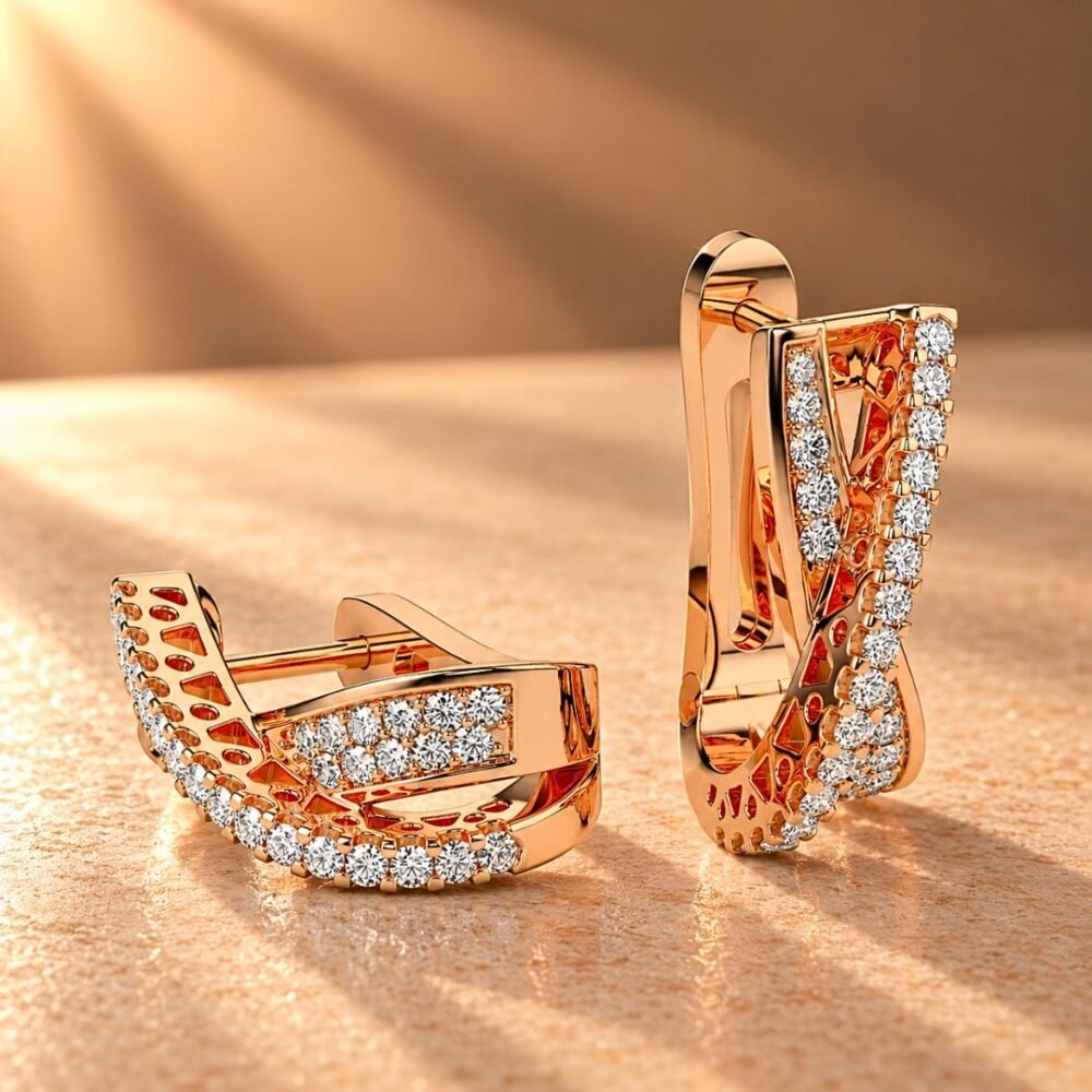 Eternal Twist Diamond Hoop Earrings in 14K Rose Gold