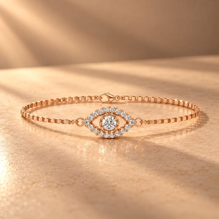 Evil Eye Diamond Bracelet in 14K Rose Gold