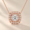 Radiant Halo Diamond Pendant in 14K Rose Gold