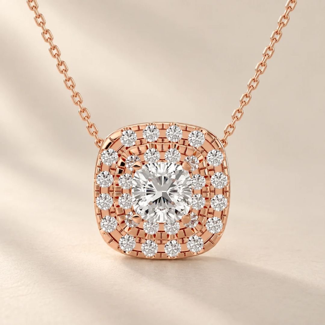 Radiant Halo Diamond Pendant