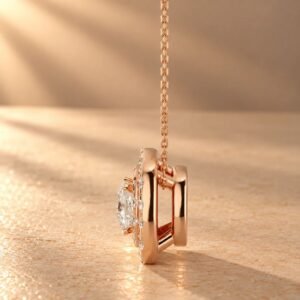 Radiant Halo Diamond Pendant in 14K Rose Gold