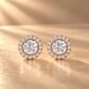 Timeless Halo Diamond Stud Earrings in 14K Rose Gold