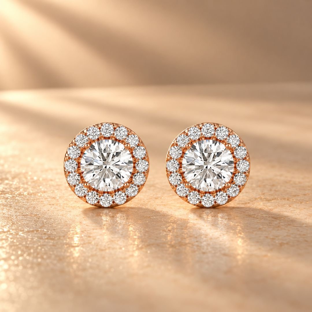 Timeless Halo Diamond Stud Earrings