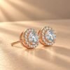 Timeless Halo Diamond Stud Earrings in 14K Rose Gold