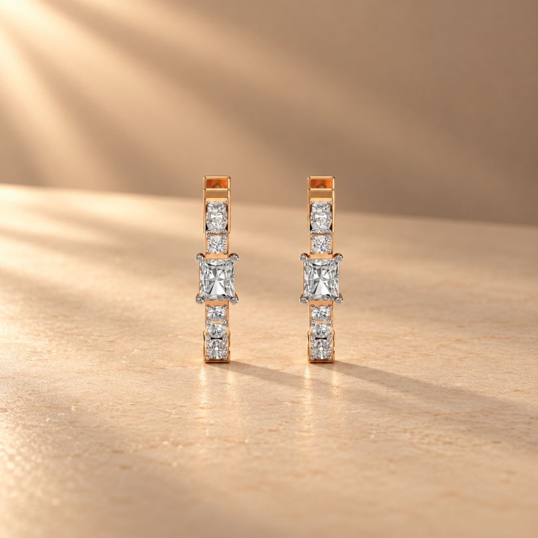 Radiant Crown Diamond Hoops