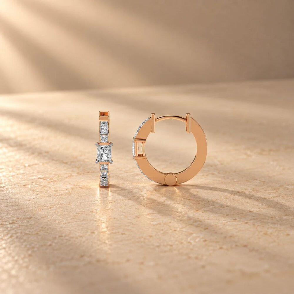 Radiant Crown Diamond Hoops