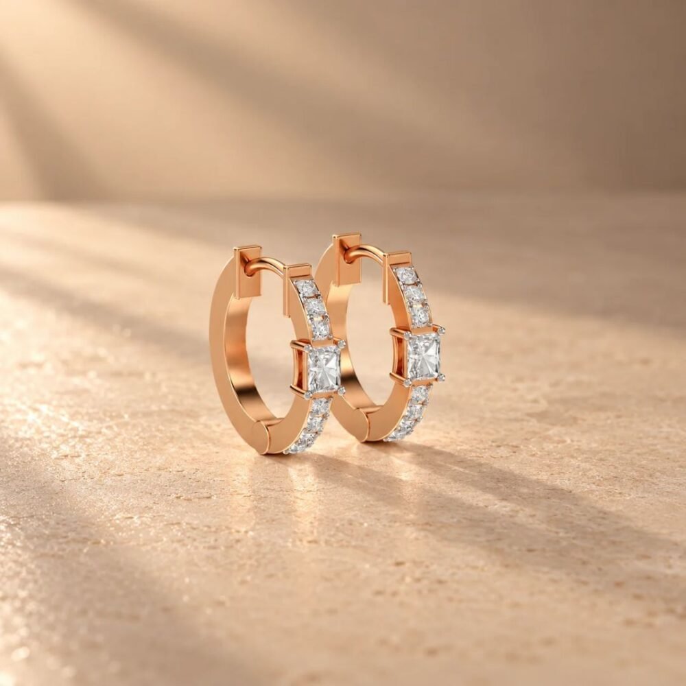 Radiant Crown Diamond Hoops