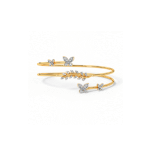 14kt Gold Butterfly and Leaf Diamond Bracelet with Lab-Grown Diamonds
