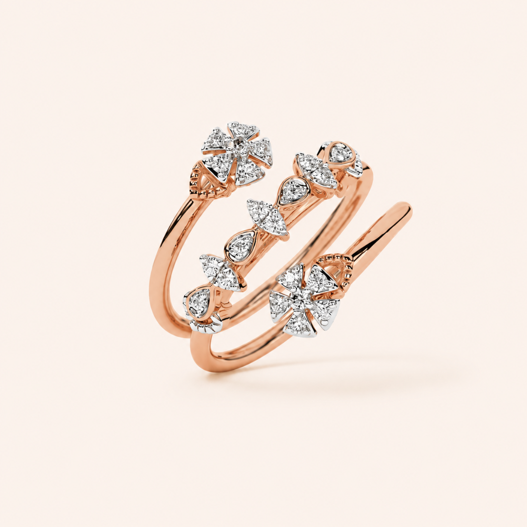 Floral Spiral Diamond Ring