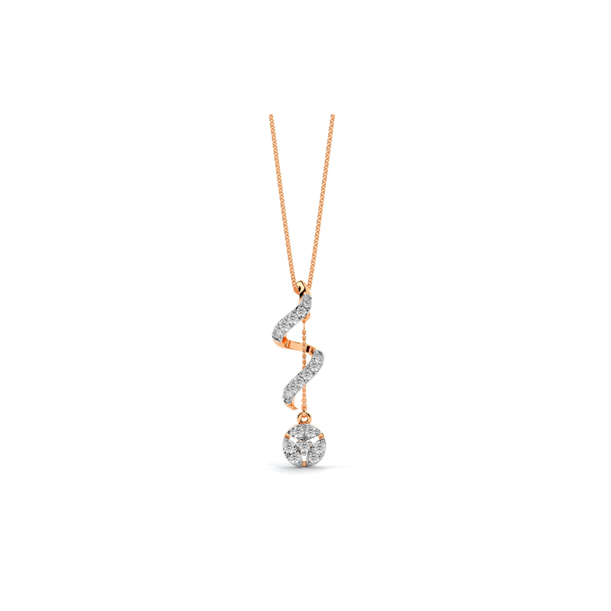 14kt Rose Gold Twirl Diamond Pendant with Lab-Grown Diamonds (Chain Not Included)
