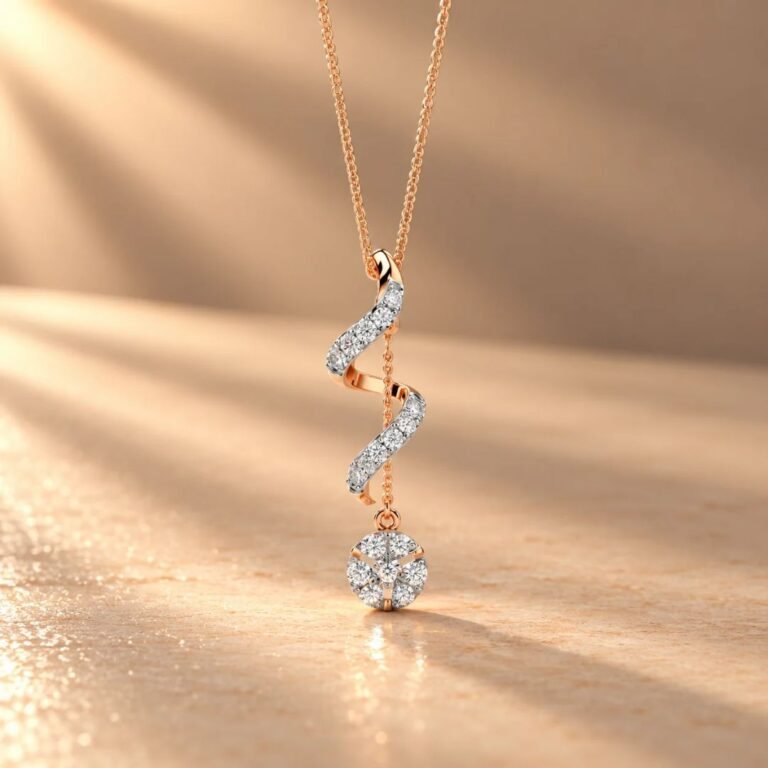 14kt Rose Gold Twirl Diamond Pendant with Lab-Grown Diamonds (Chain Not Included)