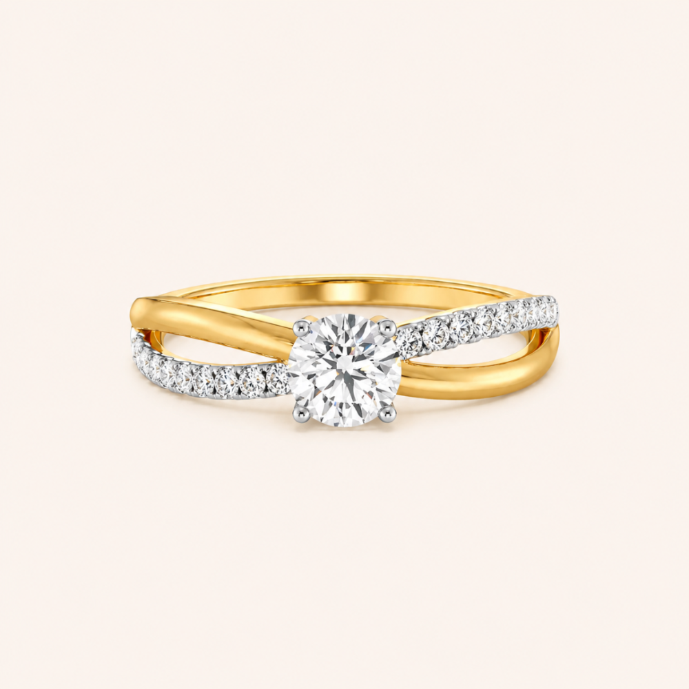 Eterna Solitaire Crossover Diamond Ring in 14K Gold