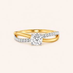 Eterna Solitaire Crossover Diamond Ring in 14K Gold