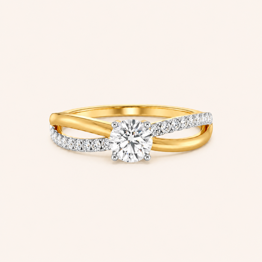 Eterna Solitaire Crossover Diamond Ring