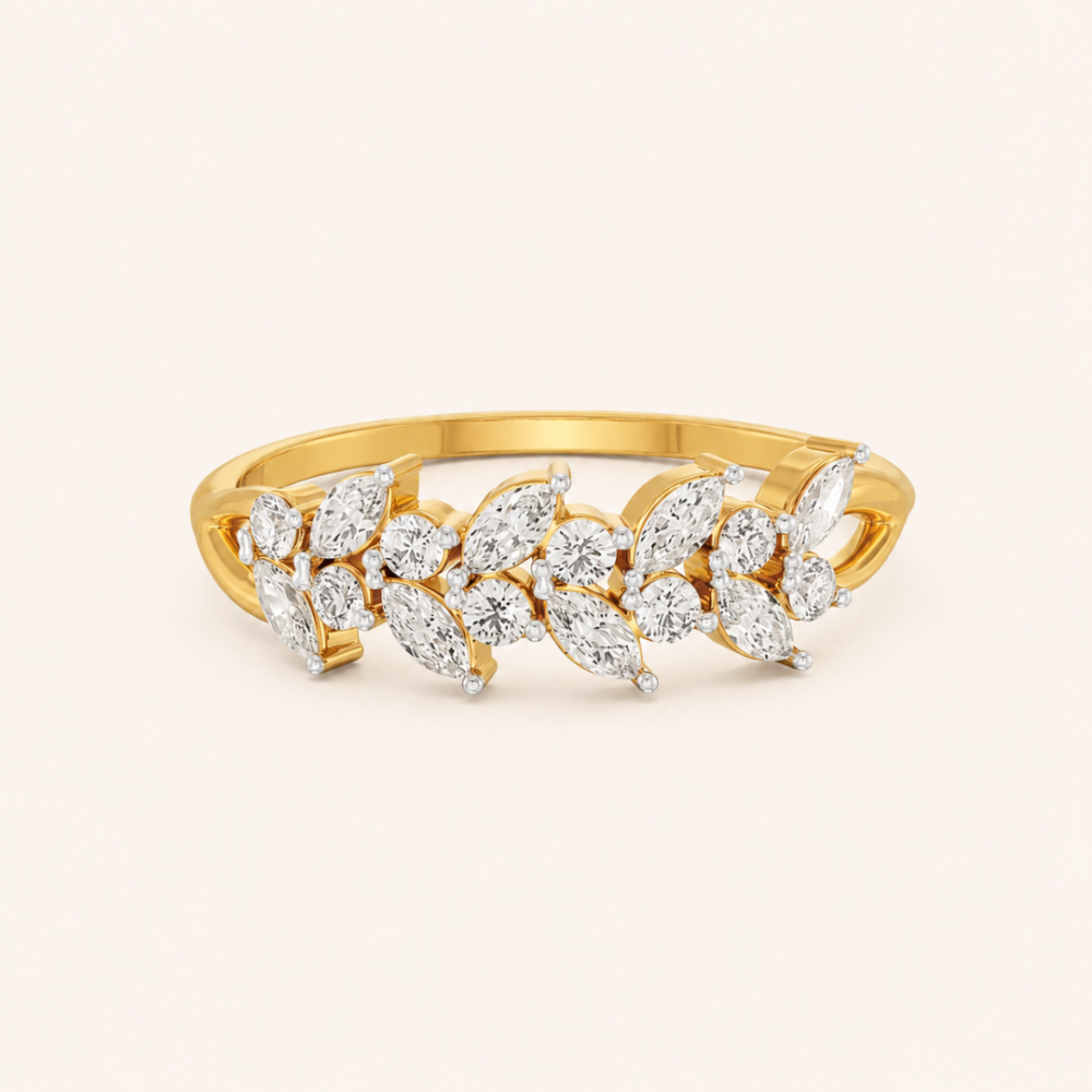 Floral Cluster Lab-Grown Diamond Ring in 14KT Yellow Gold by Osha Jewels