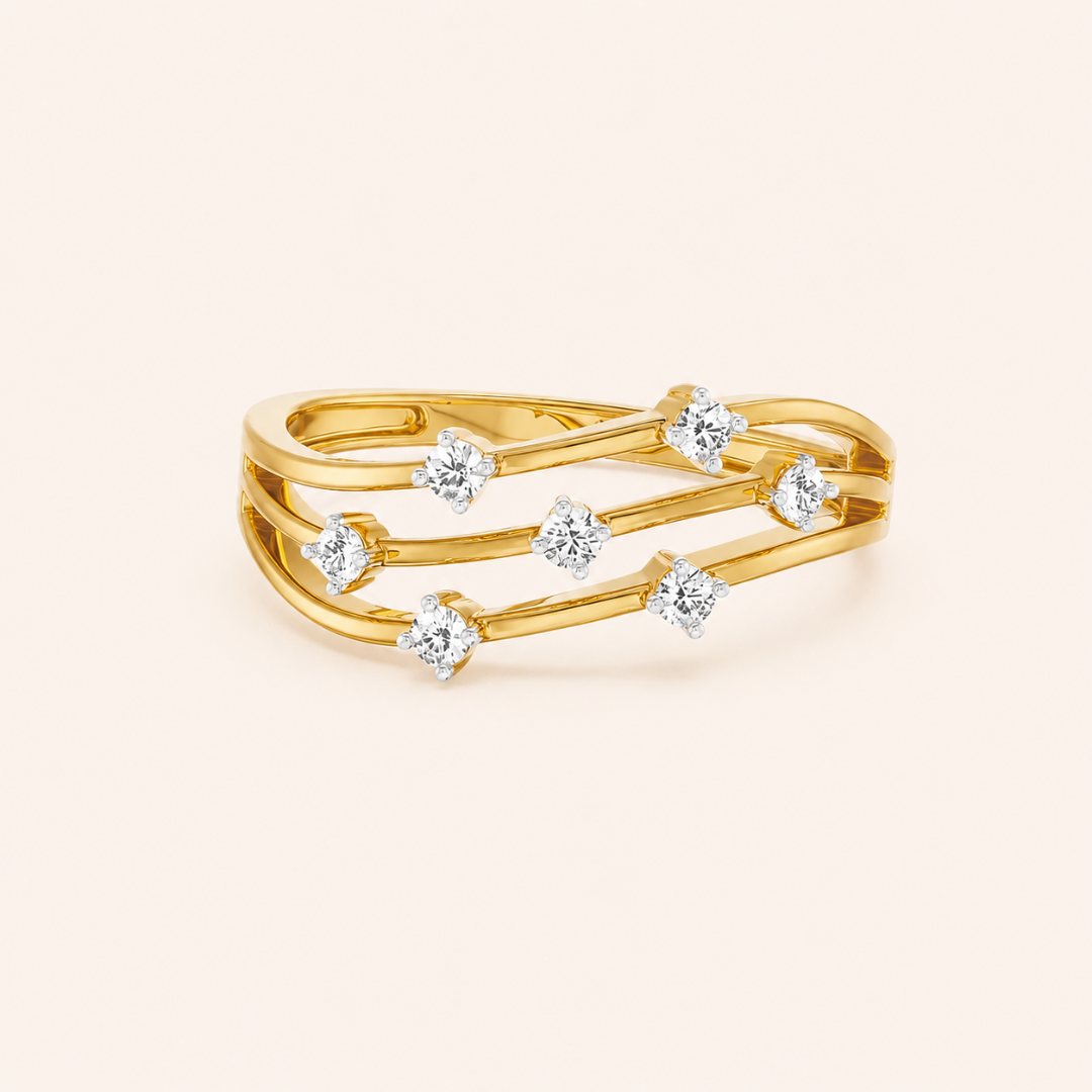 Trilune Triple-Layered Diamond Ring