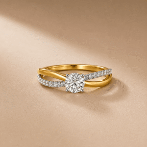 Eterna Solitaire Crossover Diamond Ring in 14K Gold