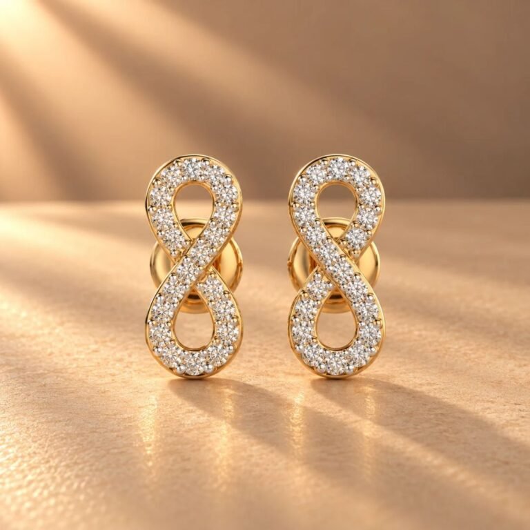 Eternal Loop Diamond Studs in 14K Gold by Osha Jewels